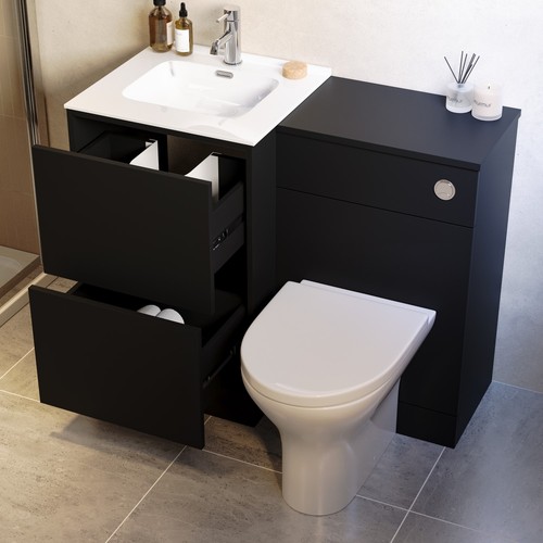1000mm black toilet - black, sink